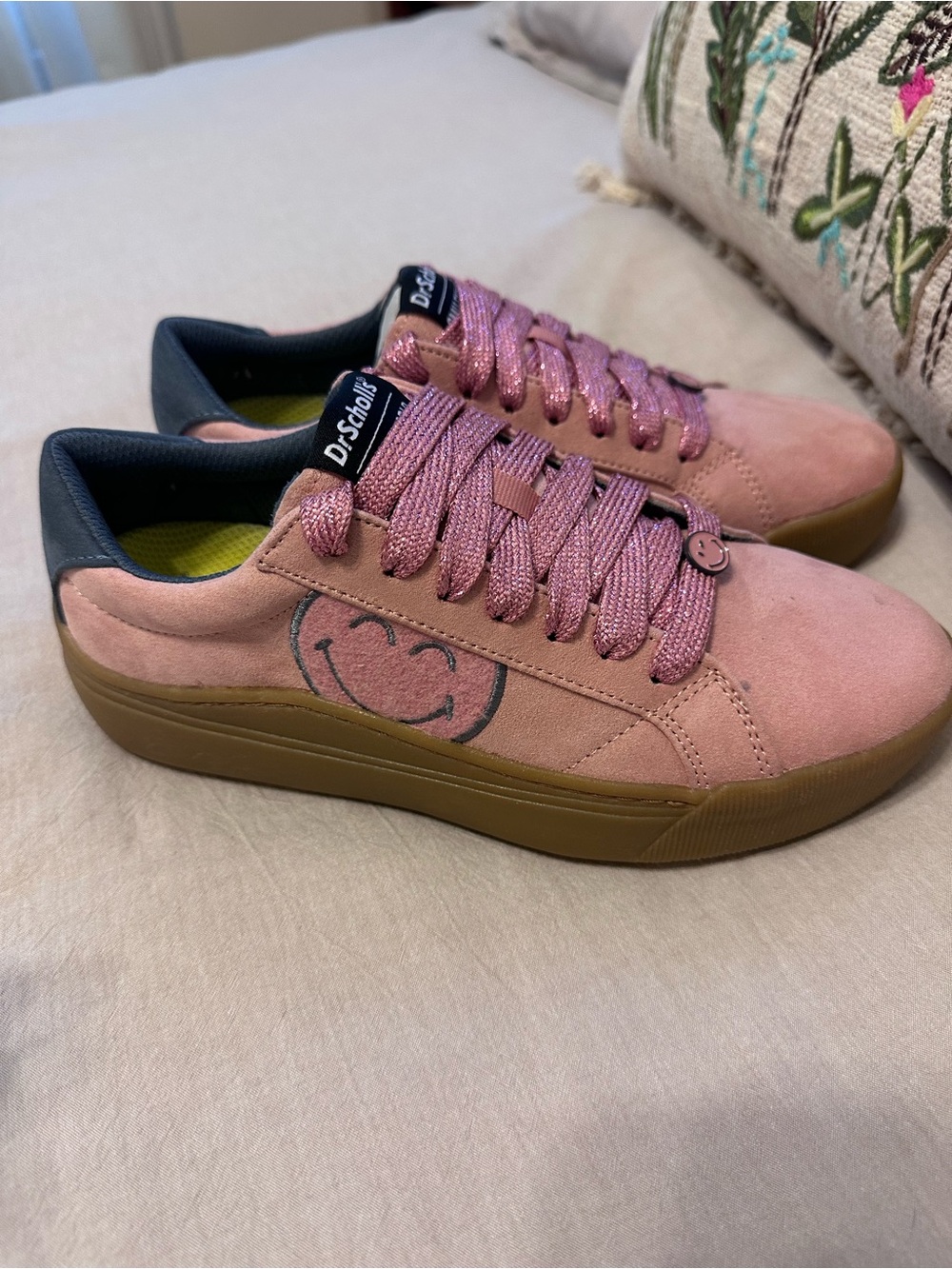 Dr. Scholl's Pink Suede Platform Sneakers with Gum Sole